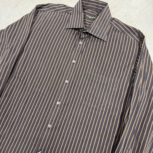 Corneliani Trend Dress Shirt Made in Italy Striped Cotton 43 17 XL - Picture 2 of 9